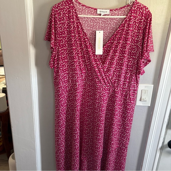 CeCe Fuchsia Floral Midi Dress - Picture 1 of 2